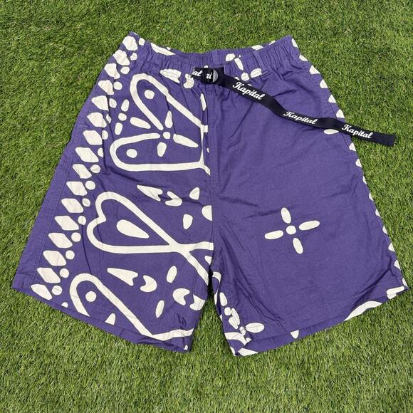 Kapital Purple Bandana Print Shorts